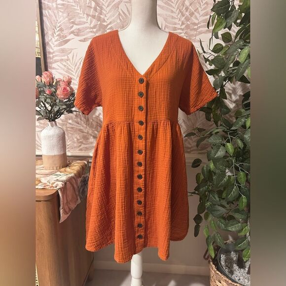 NWOT Madewell 100% Cotton Button-Front Mini Dress Size M - Picture 3 of 10